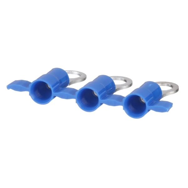Ring Terminal, #4 Stud Size, 14 AWG, 600 V, Vinyl Insulated, Blue, Crimp Termination Only, 3000 PK
